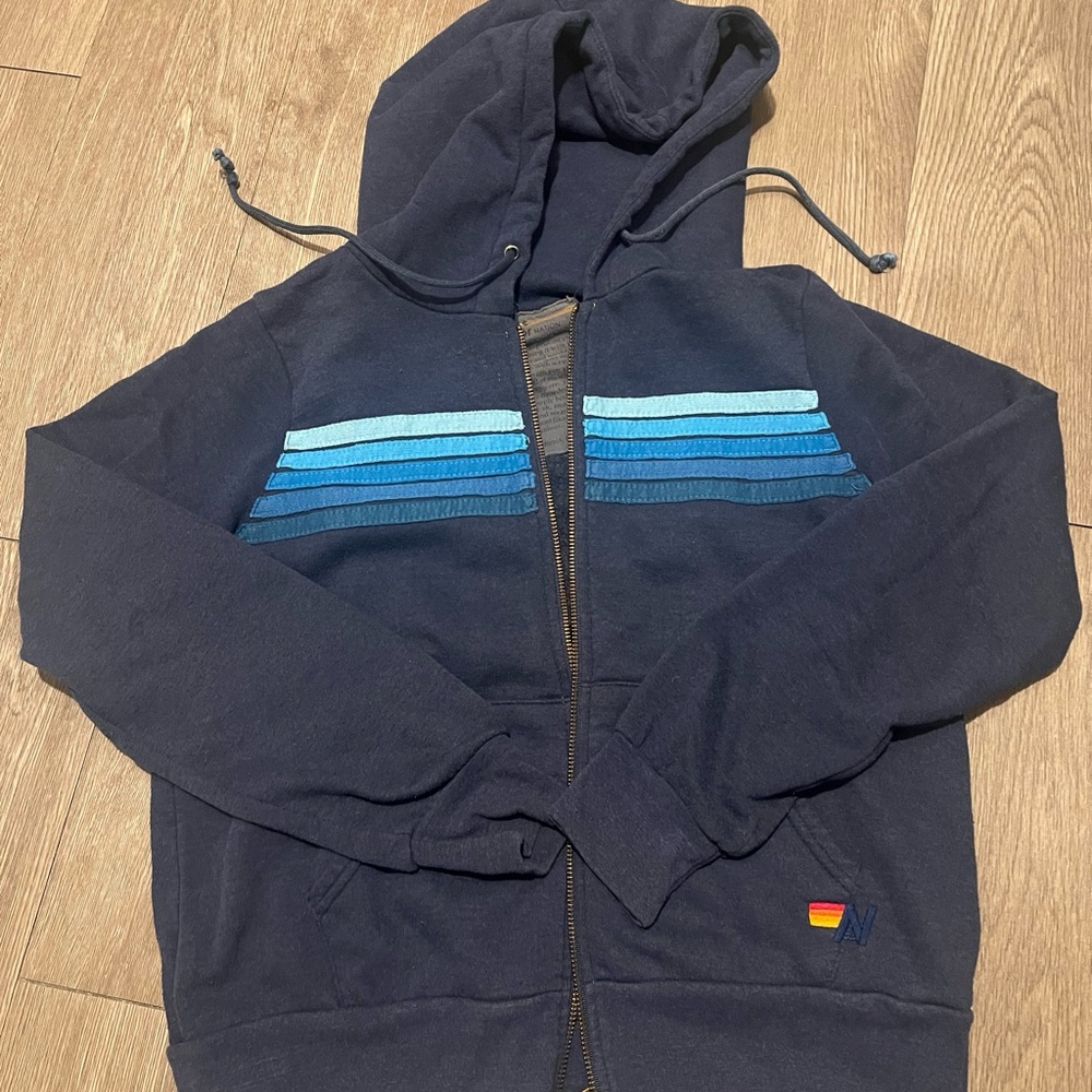 Aviator Nation Navy Blue Hoodie with Stripes